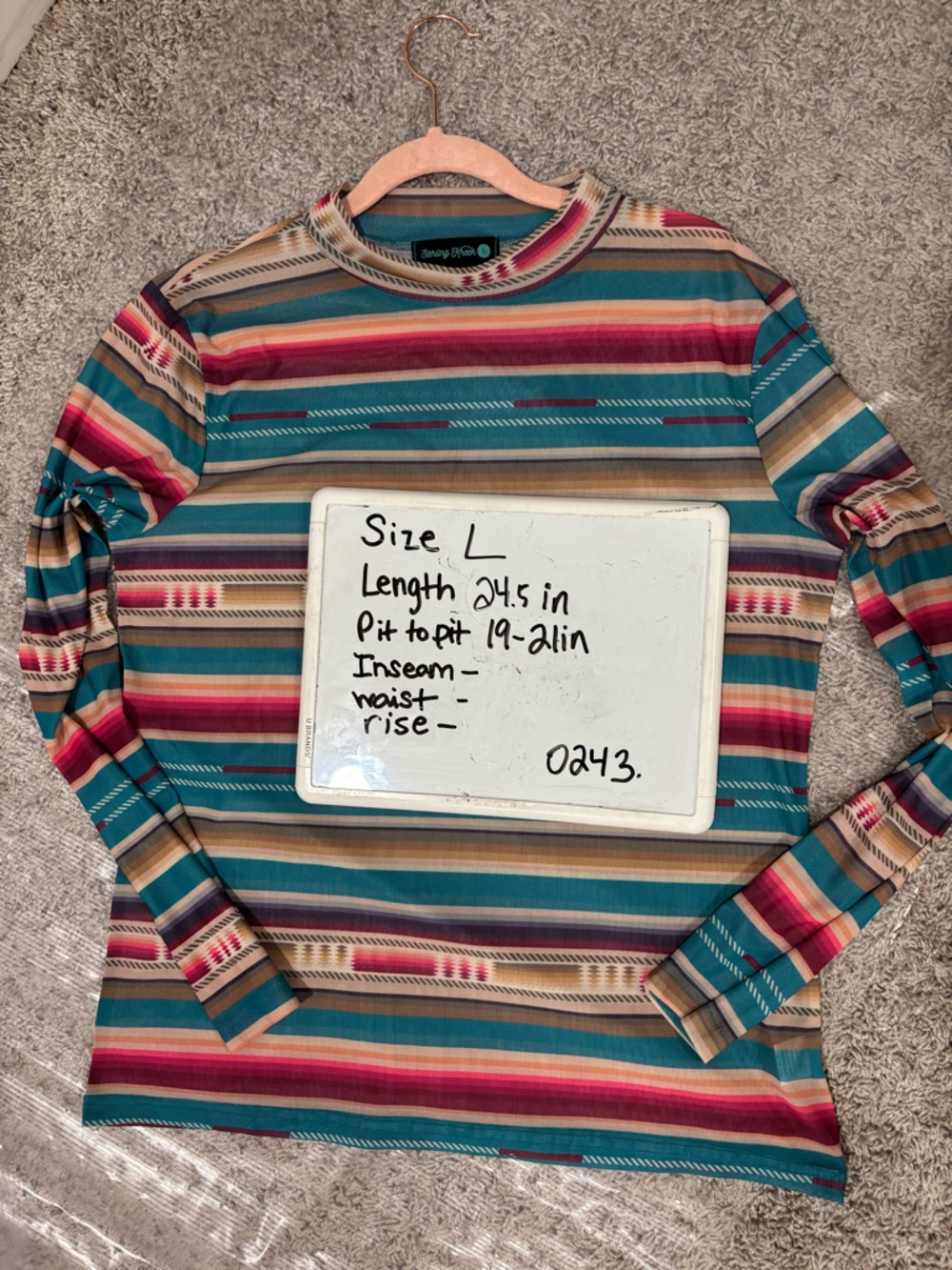 Sterling Kreek L sheer long sleeve tee, western, southwestern, fall layers 90’s - Picture 9 of 9